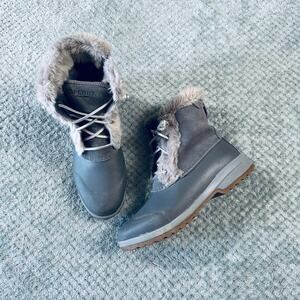 SPERRY Dark Gray Faux Fur Lined Ankle Winter Rubber Snow Boots 7.5 STS84506